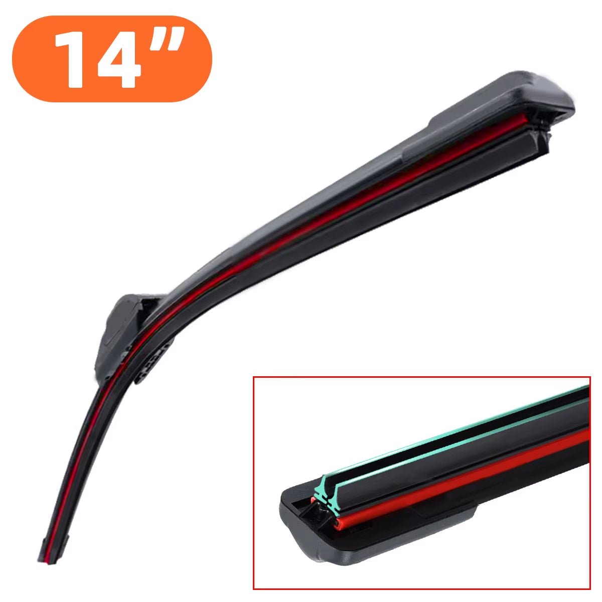 Universal Double Rubber J/U-Shaped Wiper Blade for Front Windshield Cleaning - 1 Piece - DriveNova