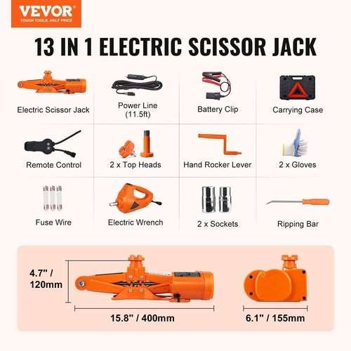 VEVOR Electric Car Jack, 3 Tons 6600 Lbs Scissor Jack With Electric - DriveNova